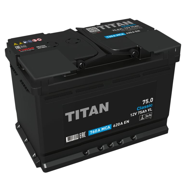 Аккумулятор TITAN CLASSIC 75Ah 620A ОП