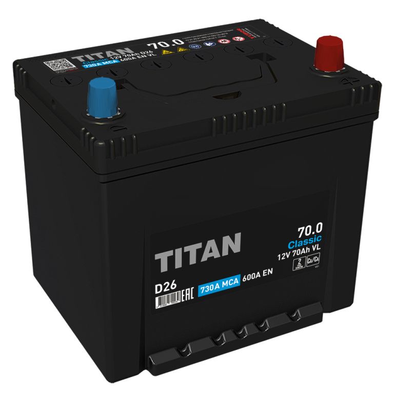 Аккумулятор TITAN CLASSIC 70Ah 600A D26L
