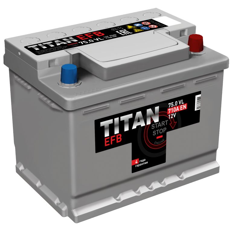 Аккумулятор Titan EFB 75Ah 710A ОП
