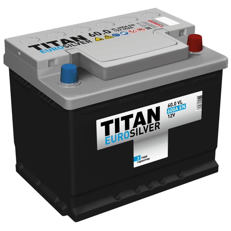 Аккумулятор TITAN EUROSILVER 60Ah 600A ОП низкий