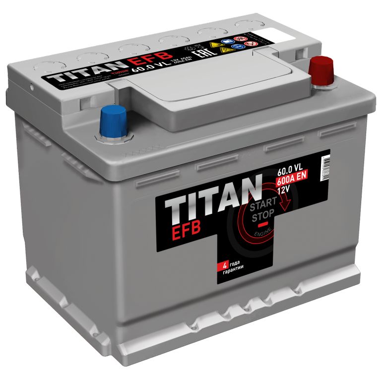 Аккумулятор Titan EFB 60Ah 600A ОП