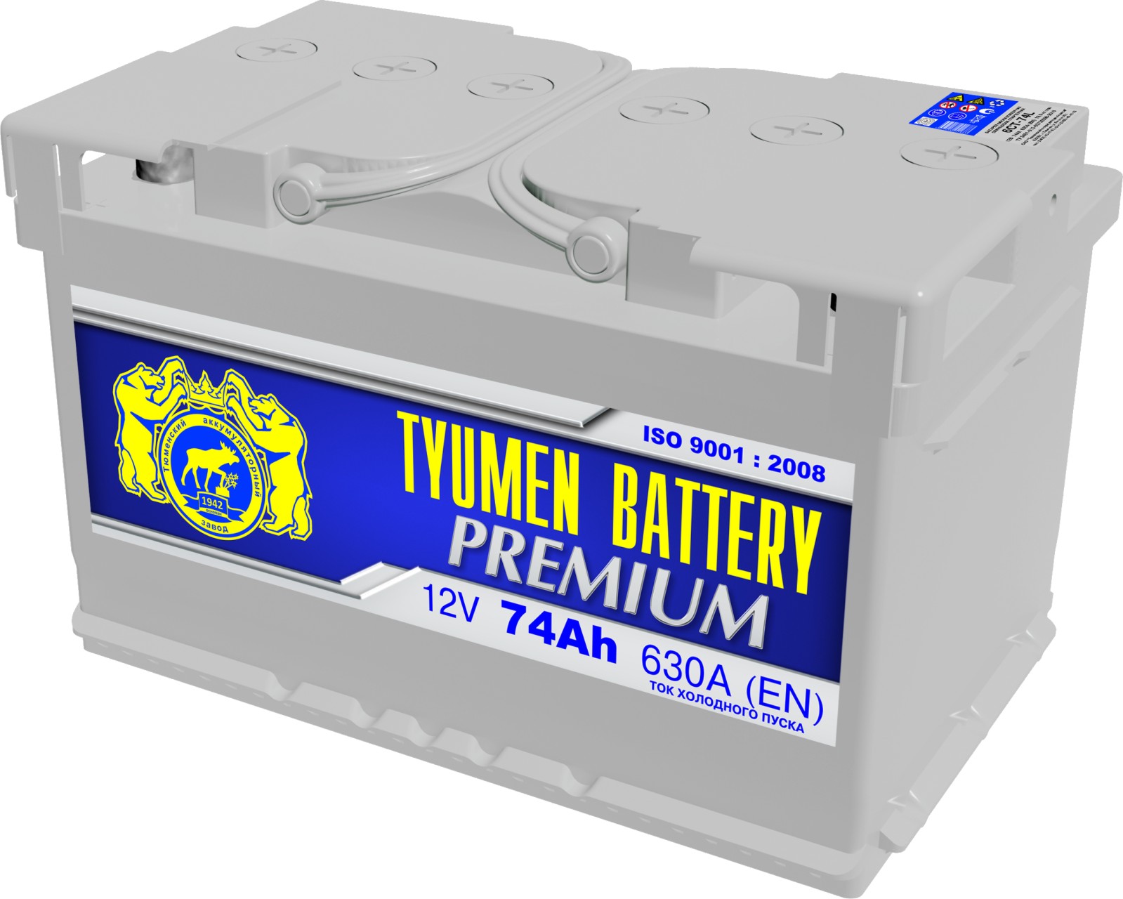 Аккумулятор Tyumen Battery Premium 74Ah 650A ОП низкий