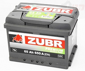 Аккумулятор ZUBR Premium 65Ah 650A ОП низкий