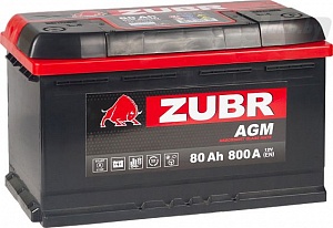 Аккумулятор ZUBR AGM 80Ah 800A ОП